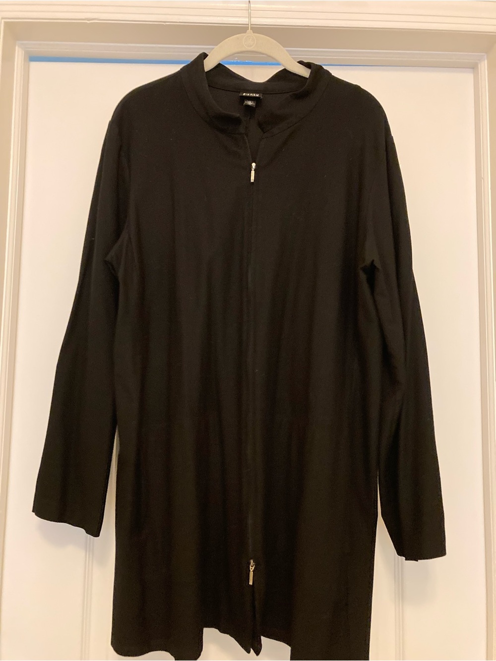 Eileen Fisher Black Long Zip Cardigan